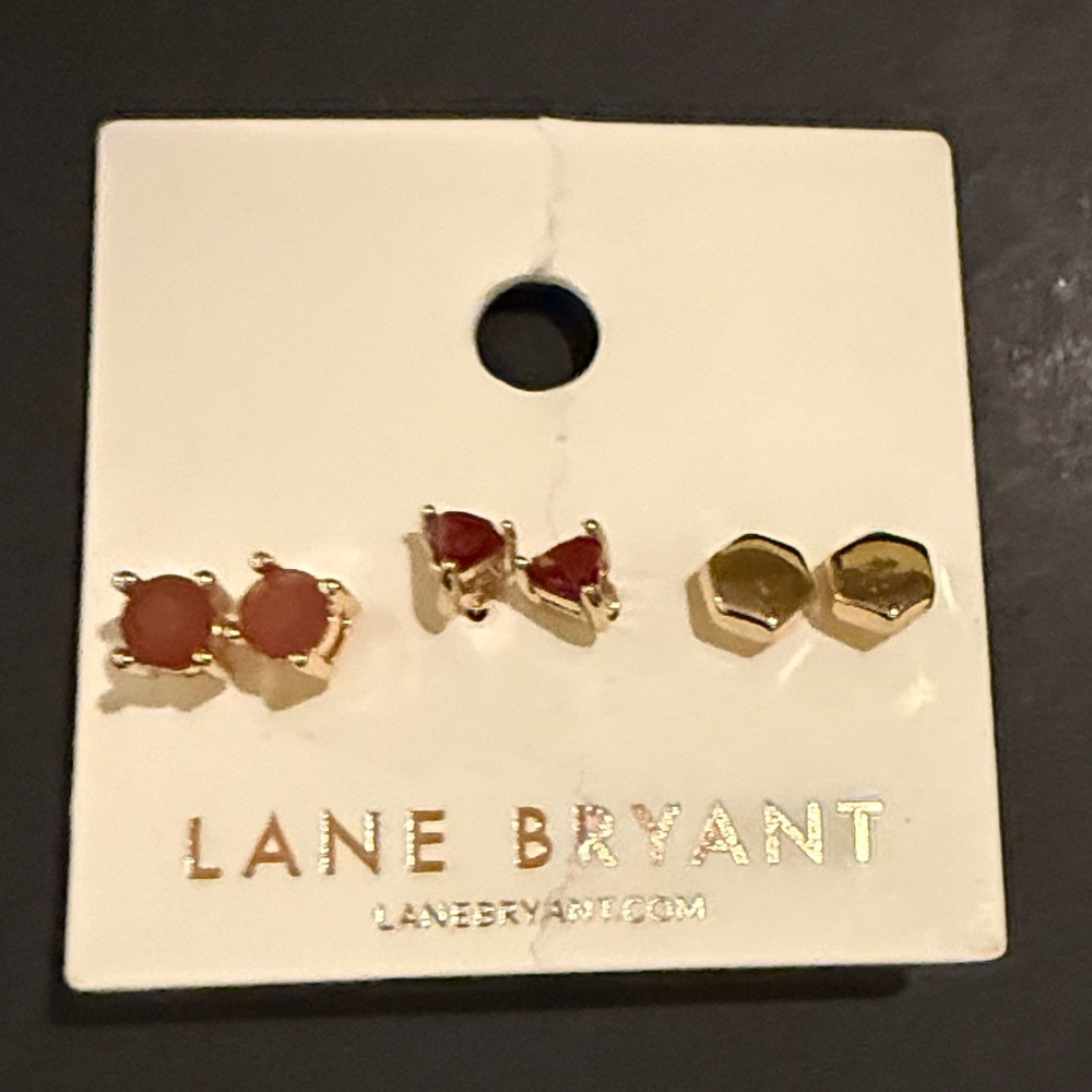 Lane Bryant Gold Stud Trio Earrings Set
